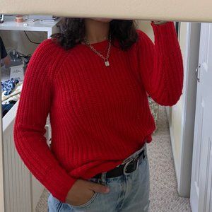 Red knit jegging sweater
